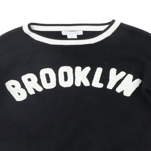 Primark Boys Black   Pullover Jumper Size 9-10 Years