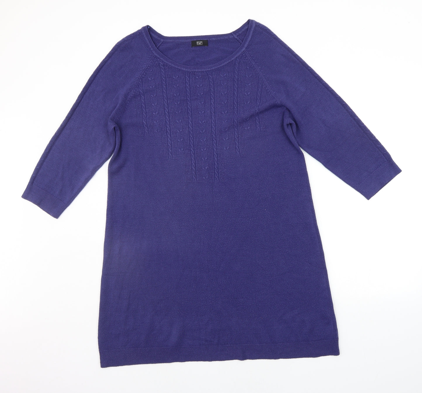 F&F Womens Blue Houndstooth  Jumper Dress  Size 18