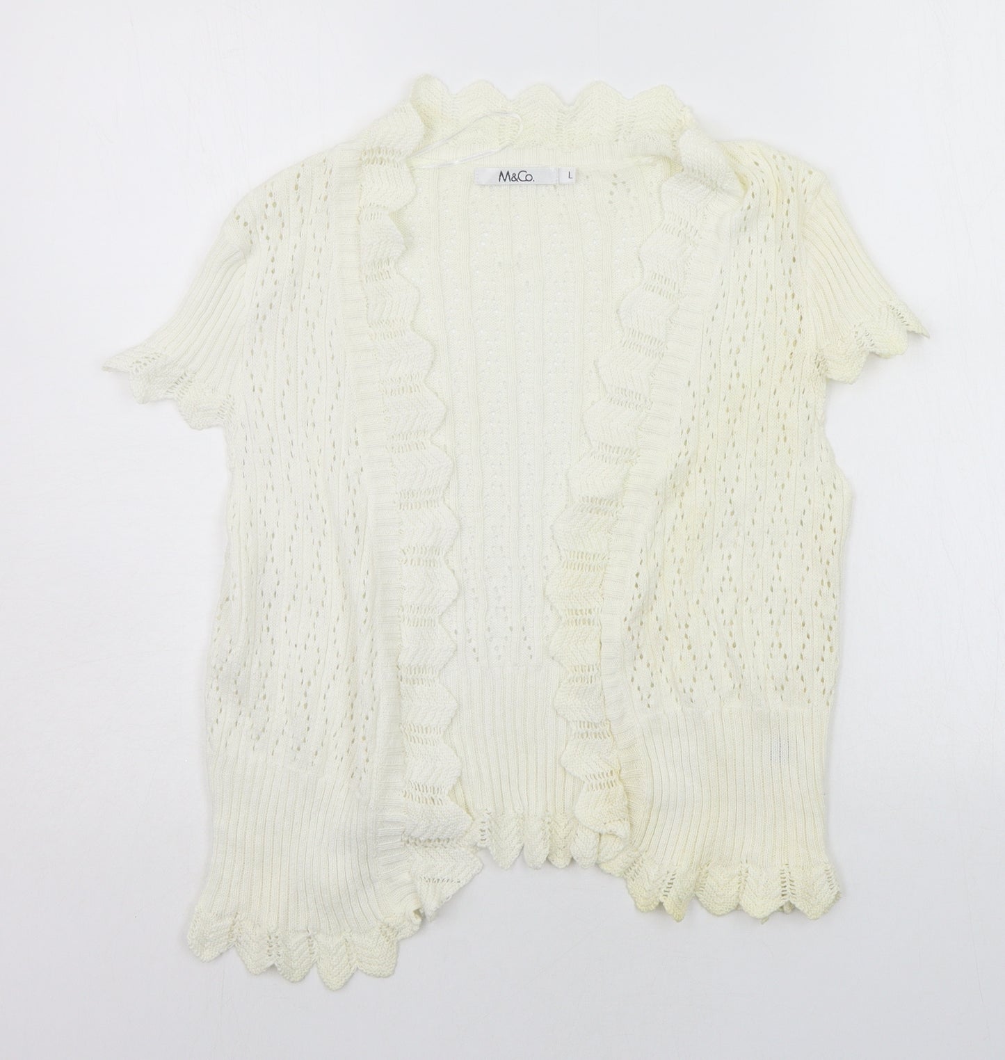 M&Co Womens White   Cardigan Jumper Size L