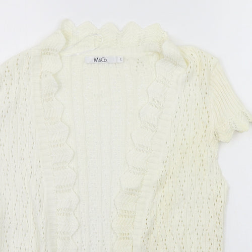 M&Co Womens White   Cardigan Jumper Size L