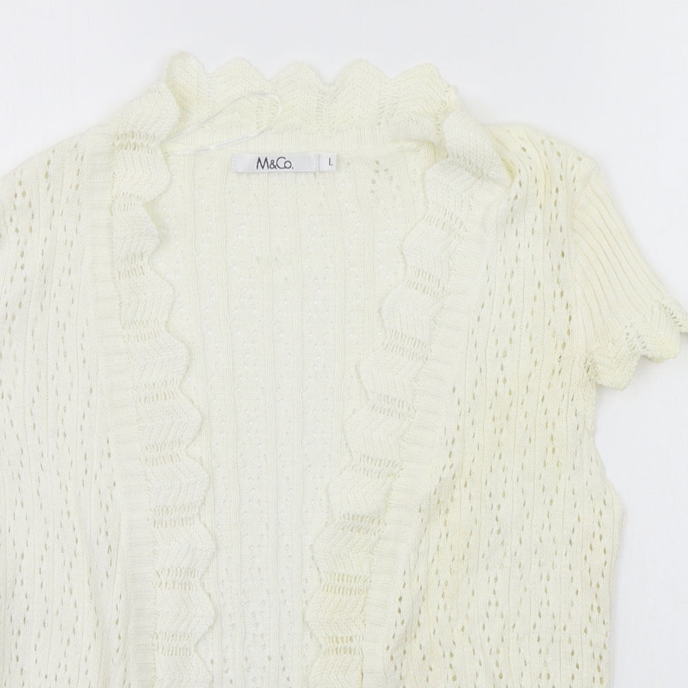 M&Co Womens White   Cardigan Jumper Size L
