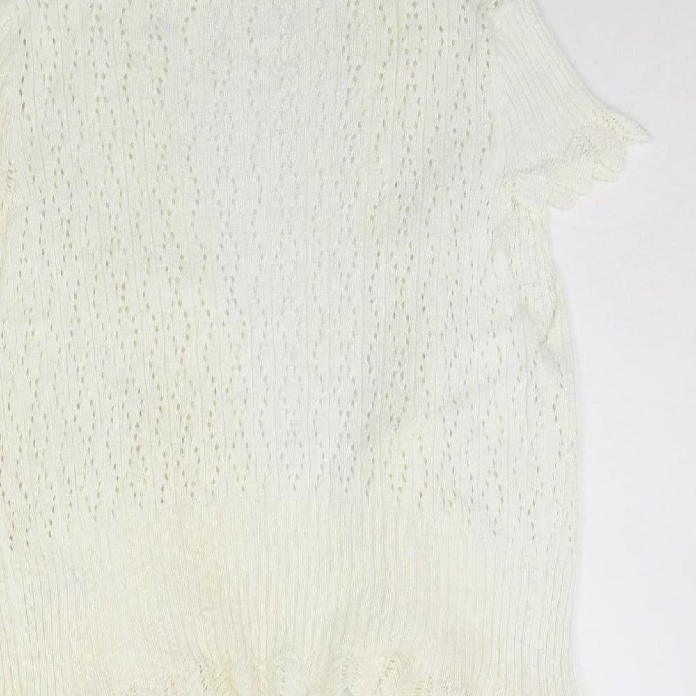 M&Co Womens White   Cardigan Jumper Size L