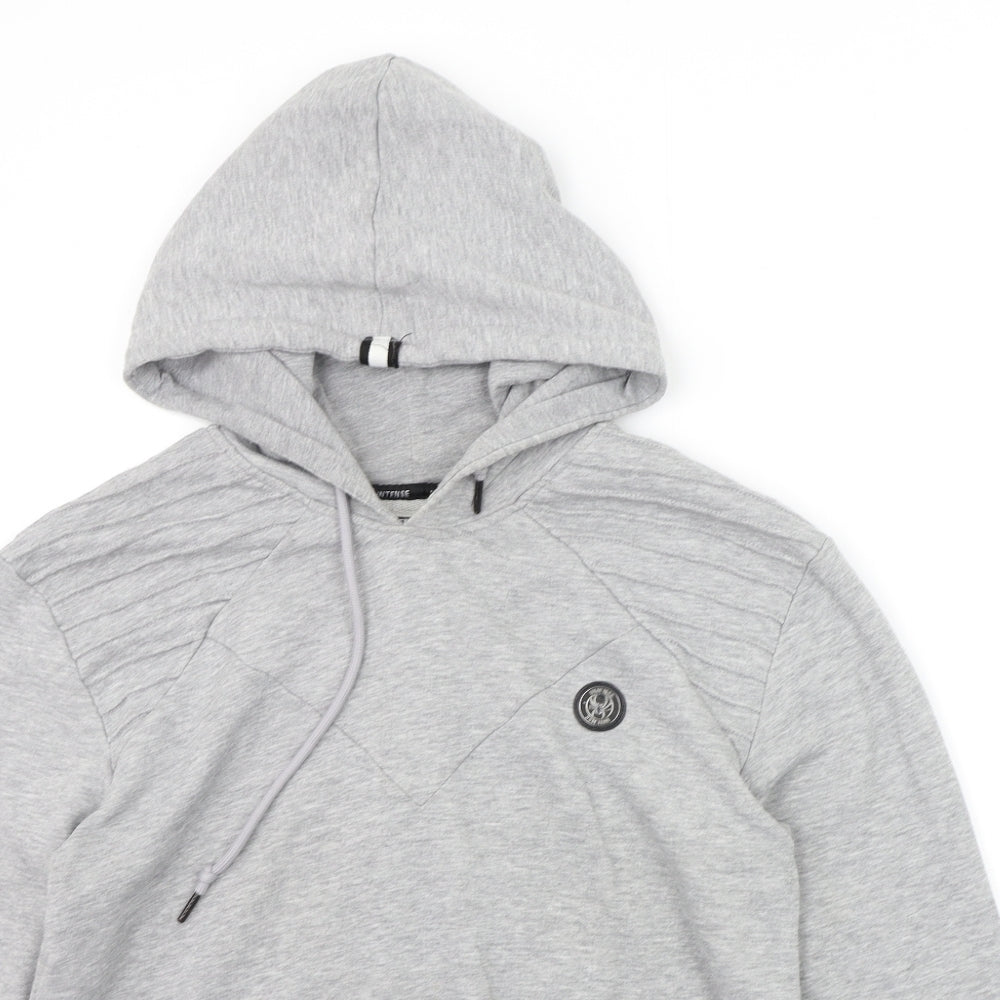Intense  Mens Grey   Henley Hoodie Size XL