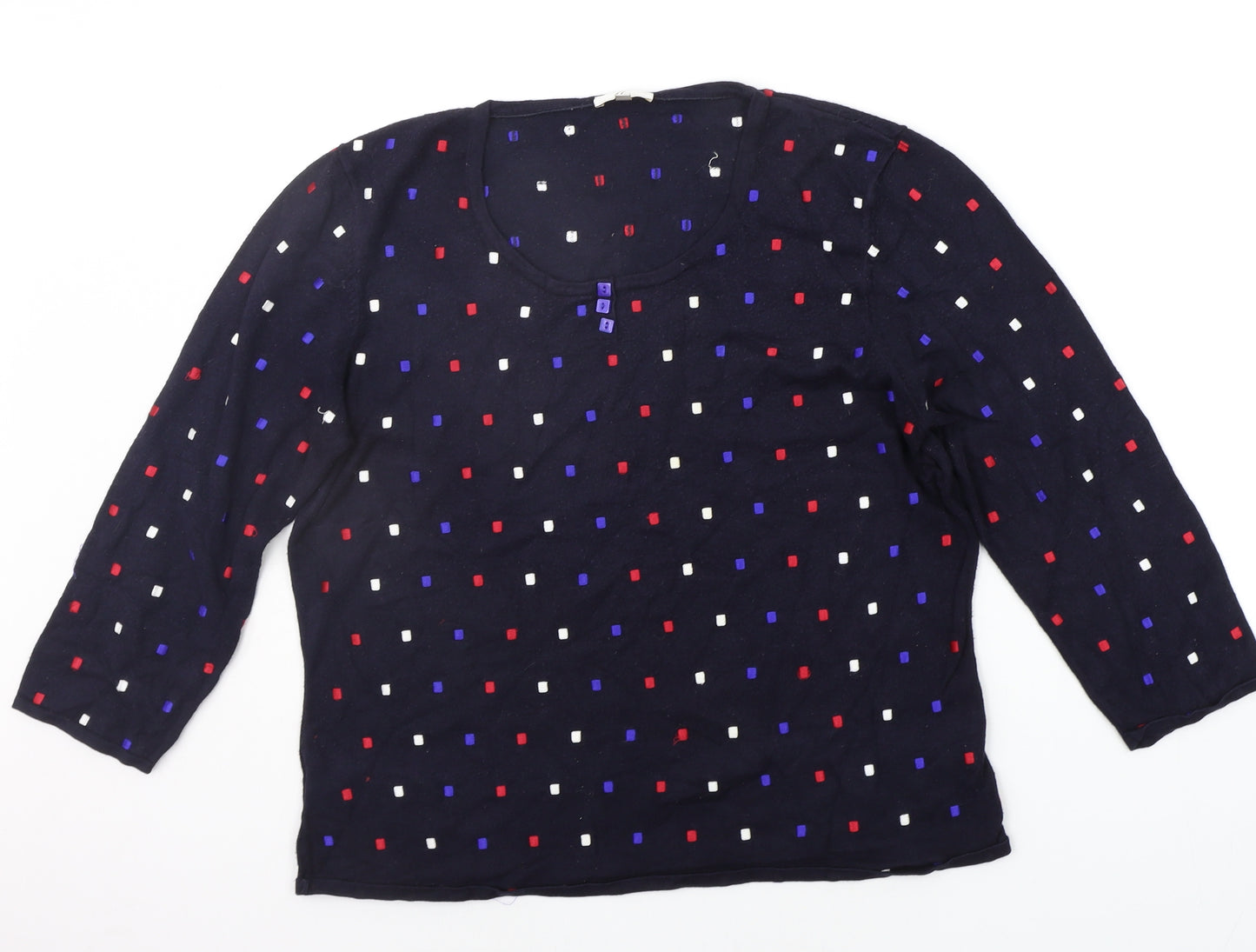 county casual Womens Blue Polka Dot  Pullover Jumper Size L