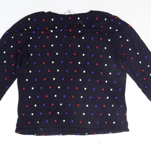 county casual Womens Blue Polka Dot  Pullover Jumper Size L