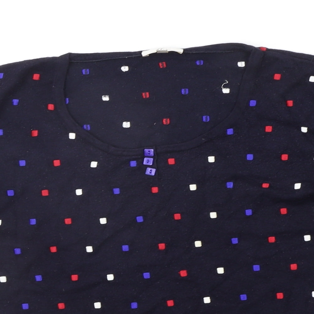 county casual Womens Blue Polka Dot  Pullover Jumper Size L