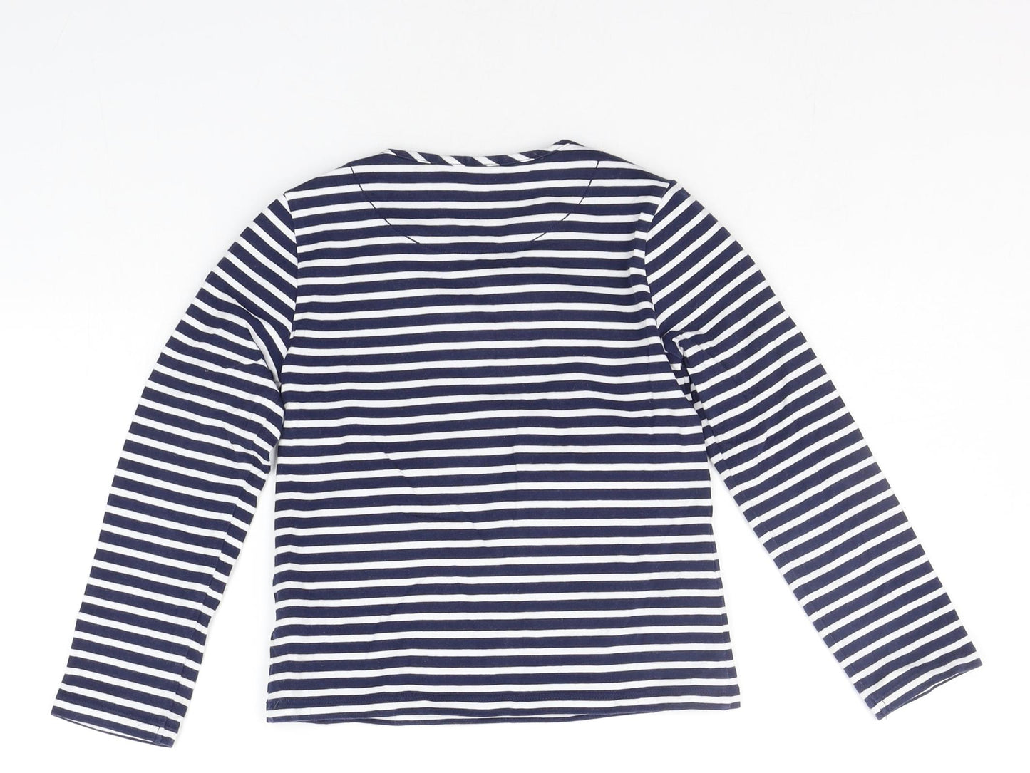 John Lewis Girls Blue Striped  Basic T-Shirt Size 7 Years  - SEQUIN