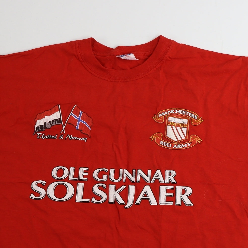 JERZEES  Mens Red    T-Shirt Size 2XL  - manchester united