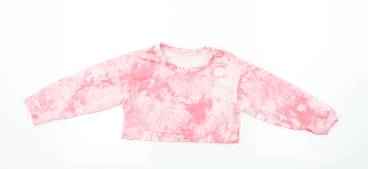 Preworn Girls Pink Pullover Jumper Size 7-8 Years