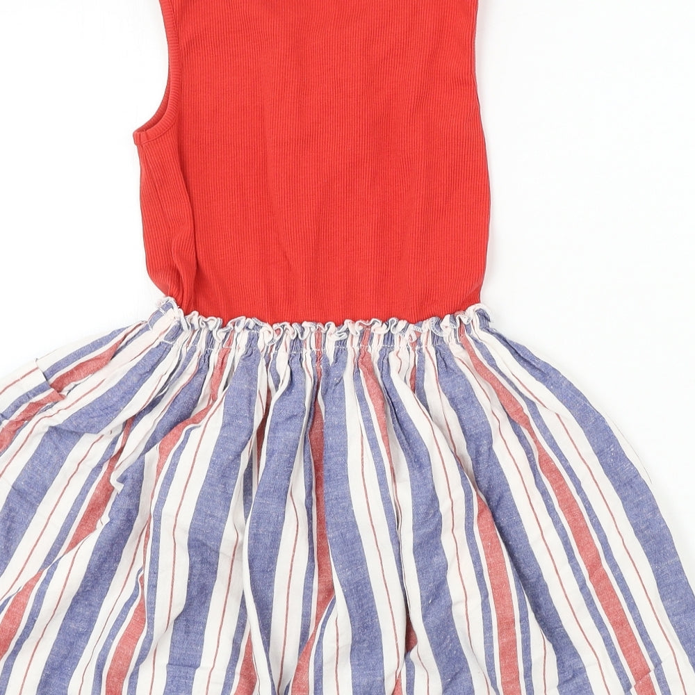 George  Girls Red Striped  A-Line  Size 6-7 Years