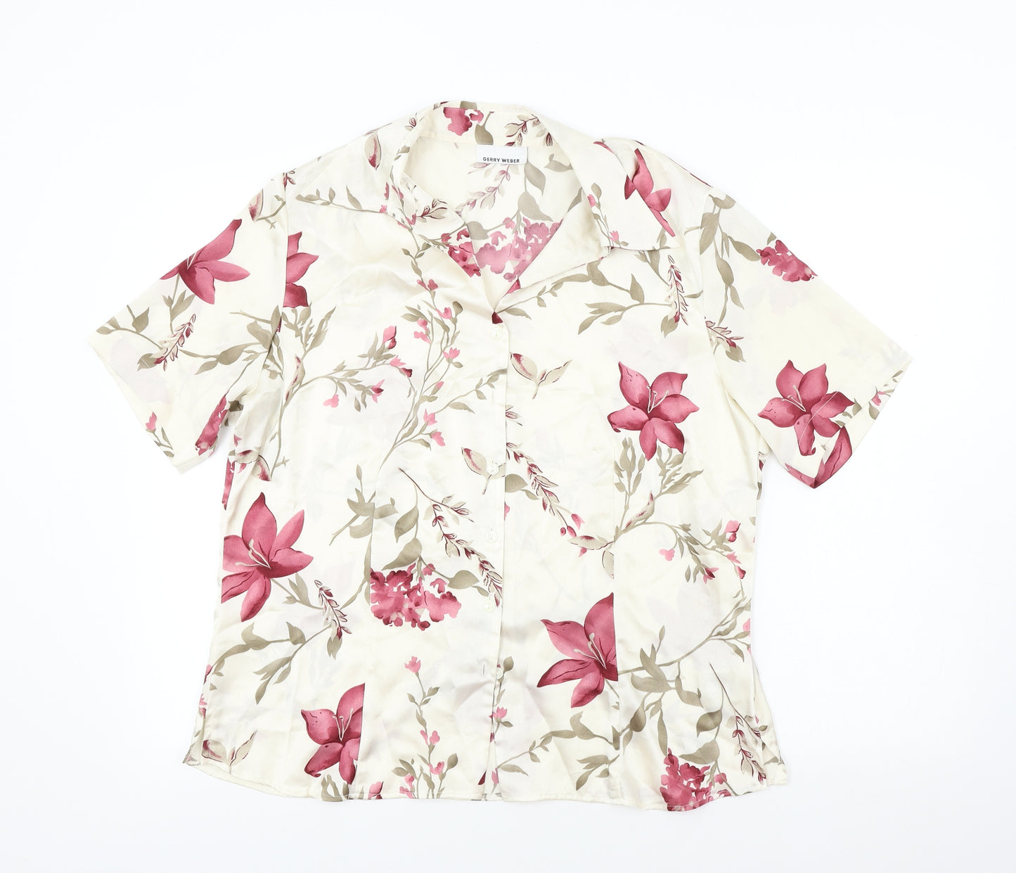 Gerry Webber    Womens Beige Floral  Basic Button-Up Size 18