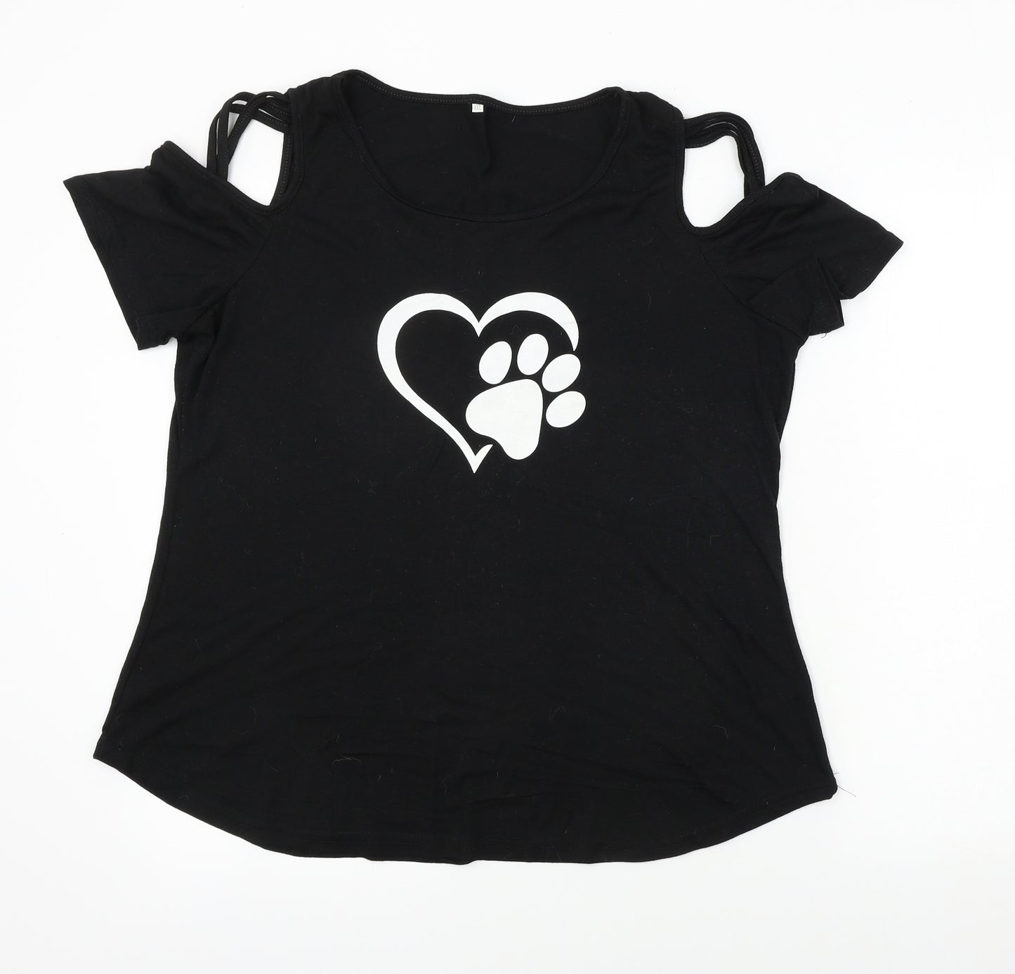 Preworn  Womens Black  Viscose Basic T-Shirt Size 4XL Scoop Neck