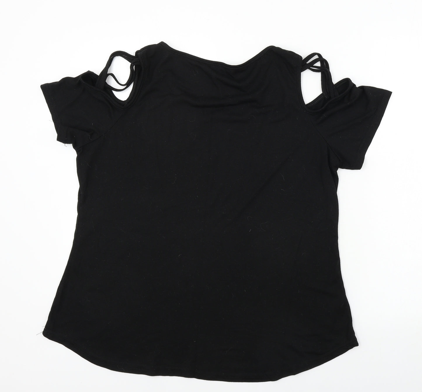 Preworn  Womens Black  Viscose Basic T-Shirt Size 4XL Scoop Neck