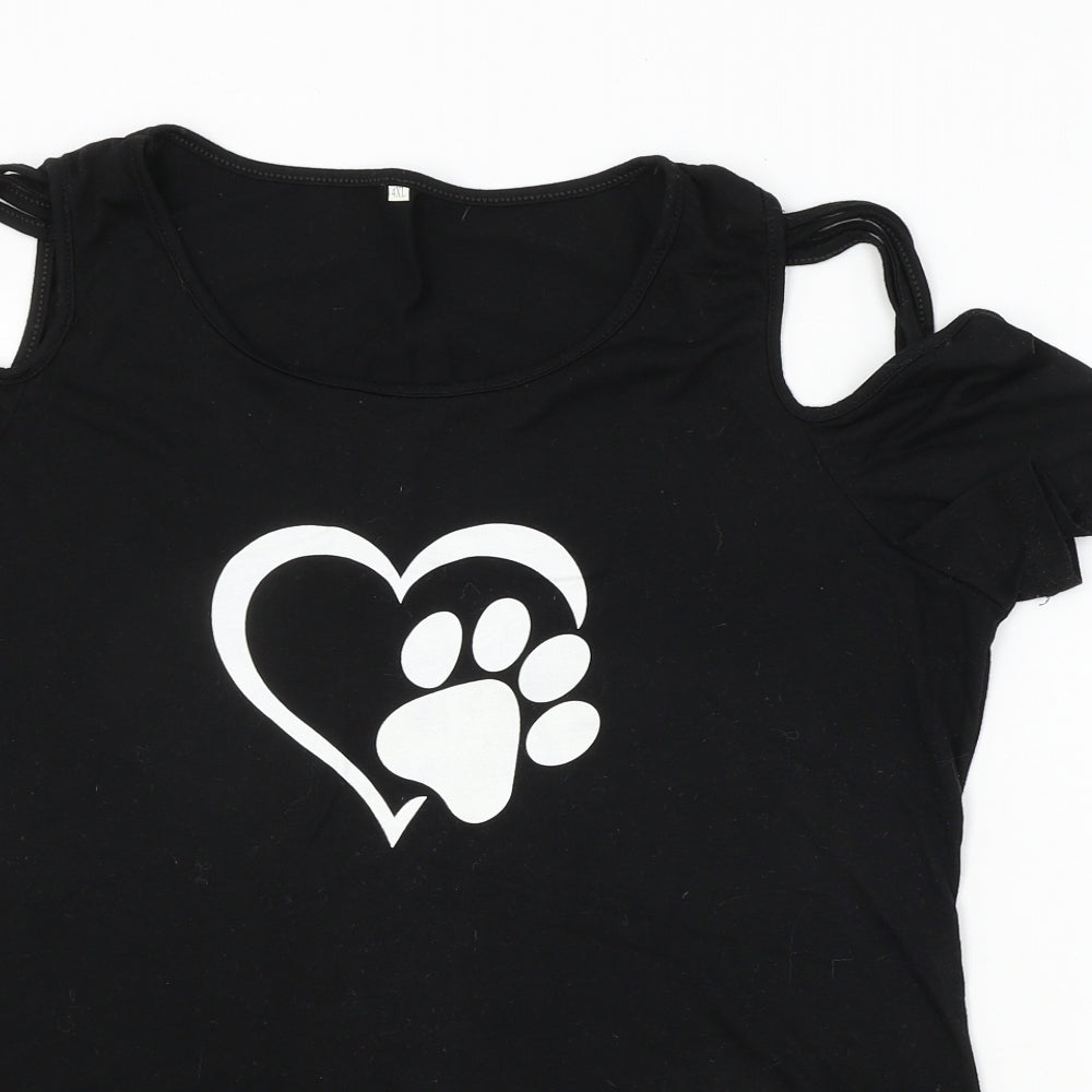Preworn  Womens Black  Viscose Basic T-Shirt Size 4XL Scoop Neck