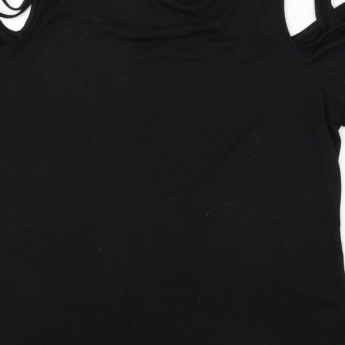 Preworn  Womens Black  Viscose Basic T-Shirt Size 4XL Scoop Neck