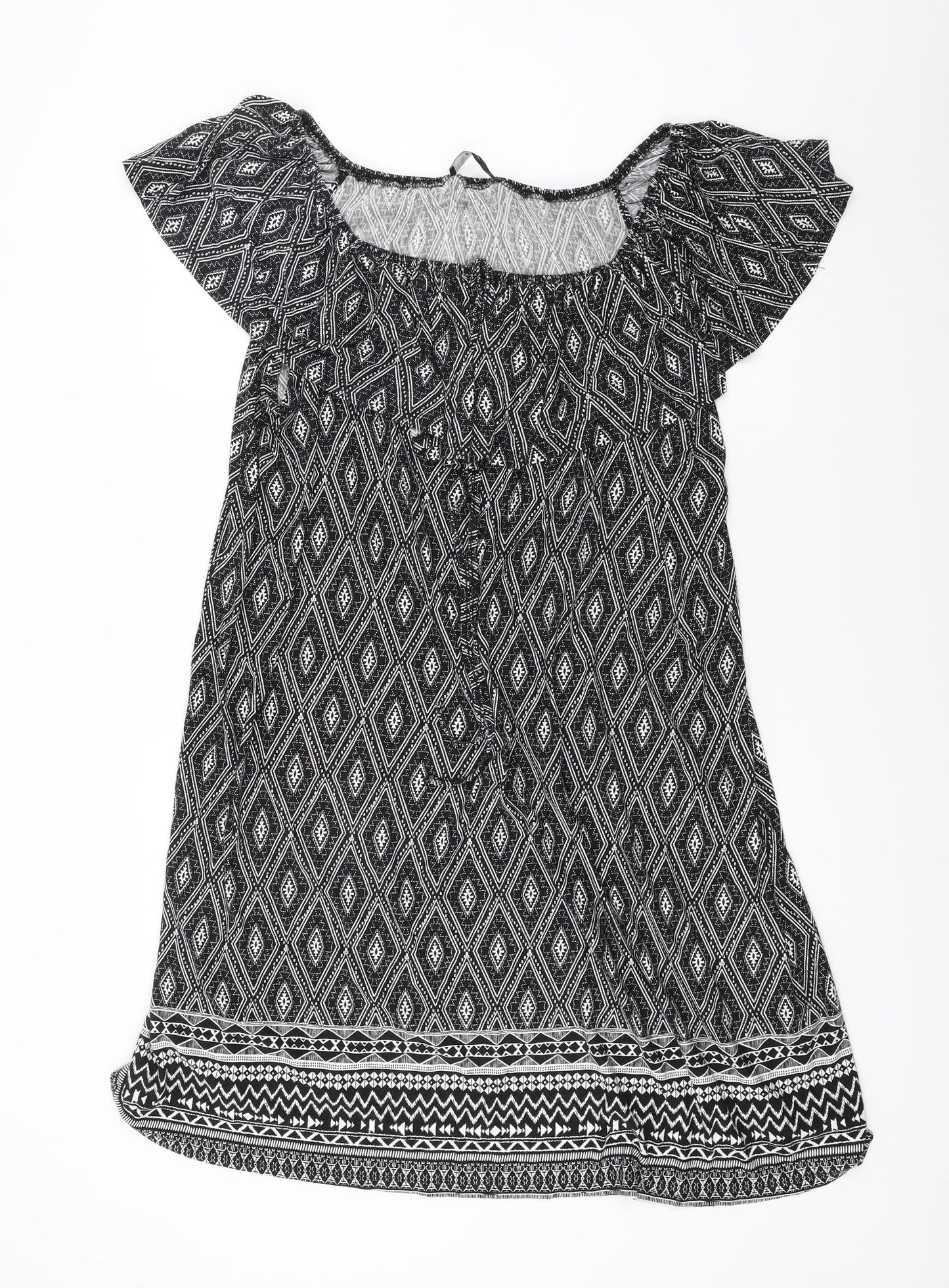 George  Womens Black Geometric Viscose A-Line  Size 22 Off the Shoulder