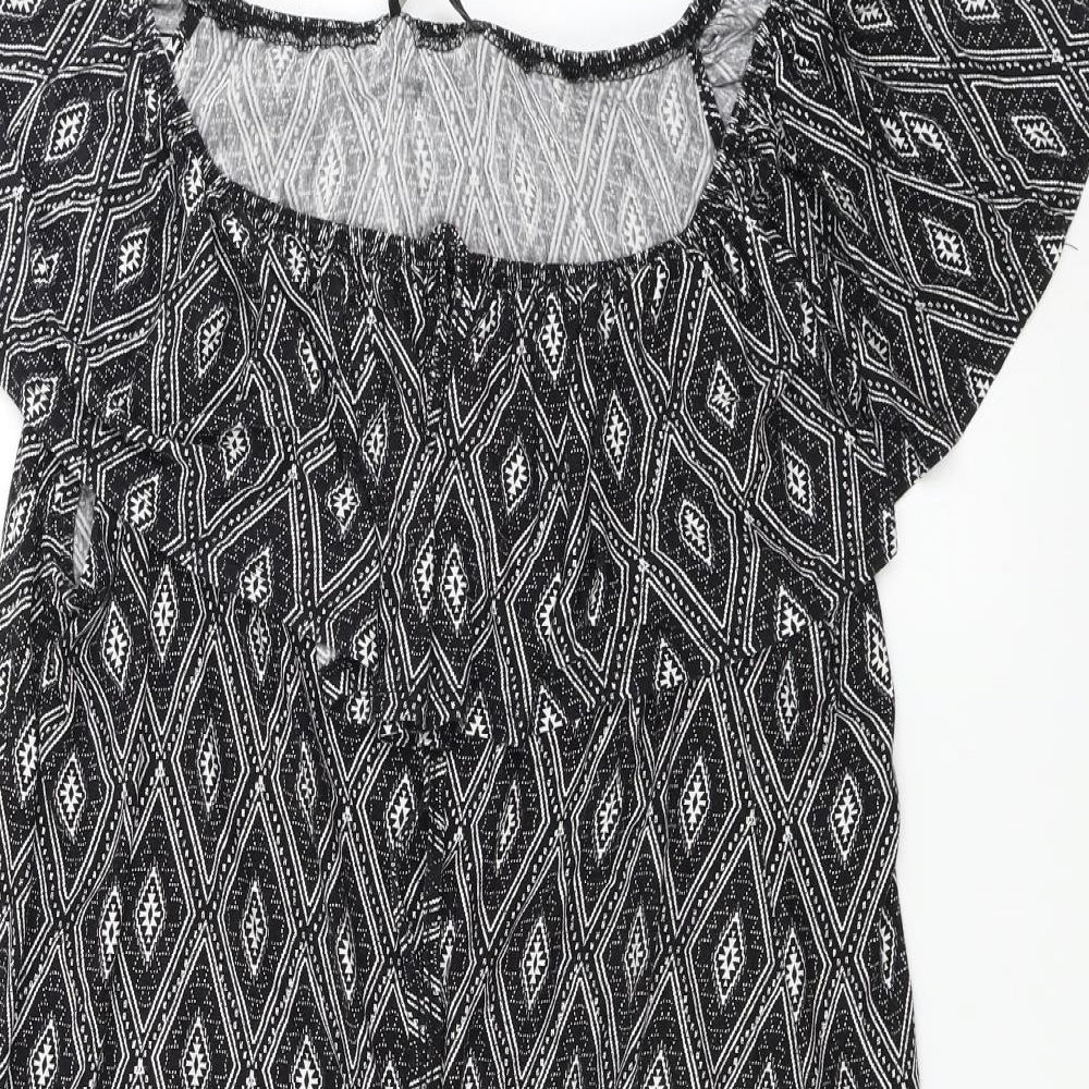 George  Womens Black Geometric Viscose A-Line  Size 22 Off the Shoulder