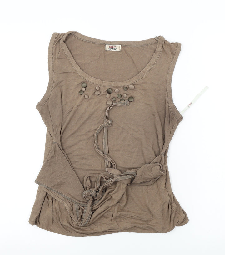 only Womens Brown Basic Tank Size L