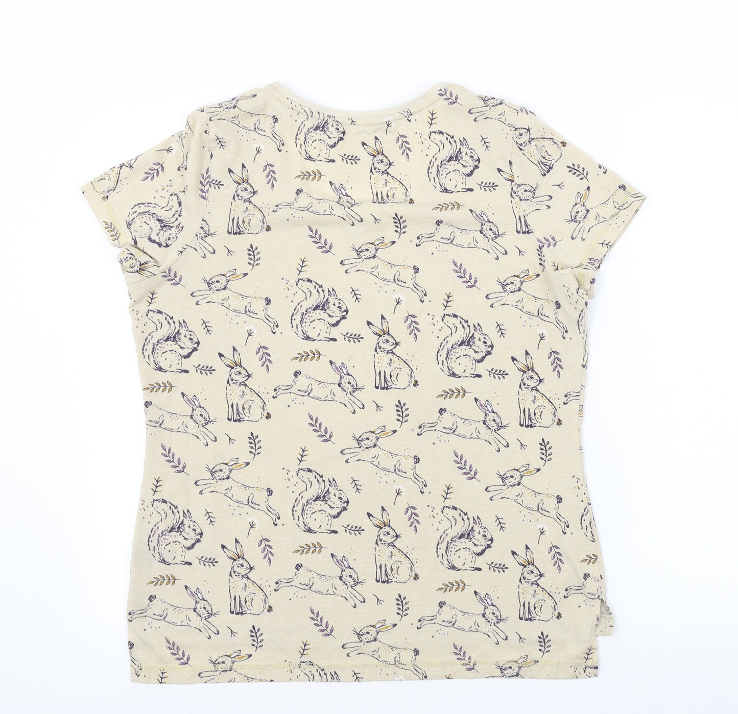 TU Womens Beige Animal Print  Basic T-Shirt Size 14
