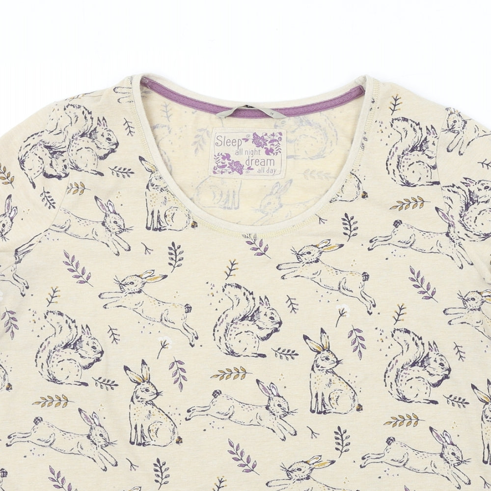 TU Womens Beige Animal Print  Basic T-Shirt Size 14