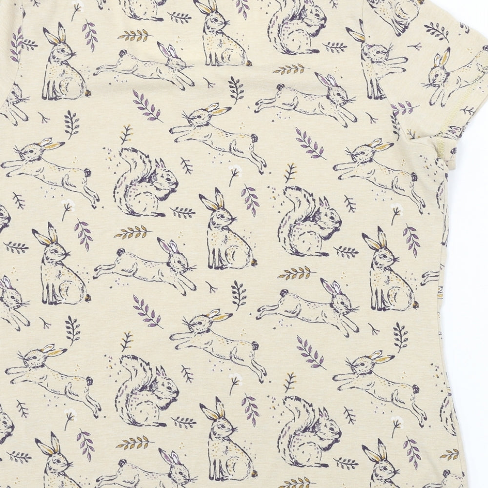 TU Womens Beige Animal Print  Basic T-Shirt Size 14