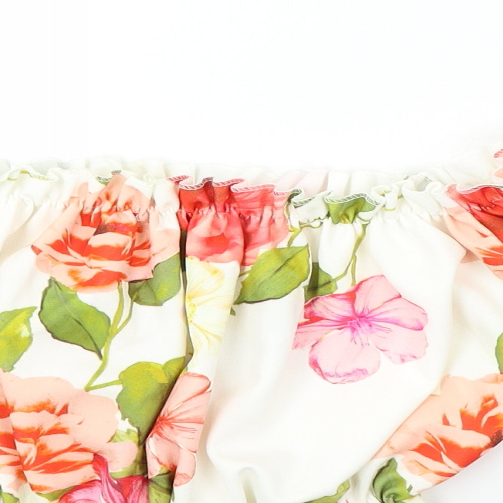 New Look  Womens White Floral  Basic T-Shirt Size 8
