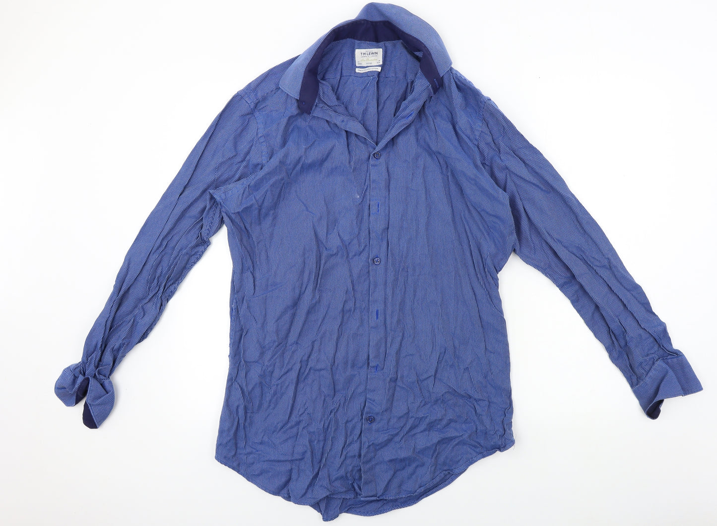 TM Lewin   Mens Blue    Button-Up Size 17