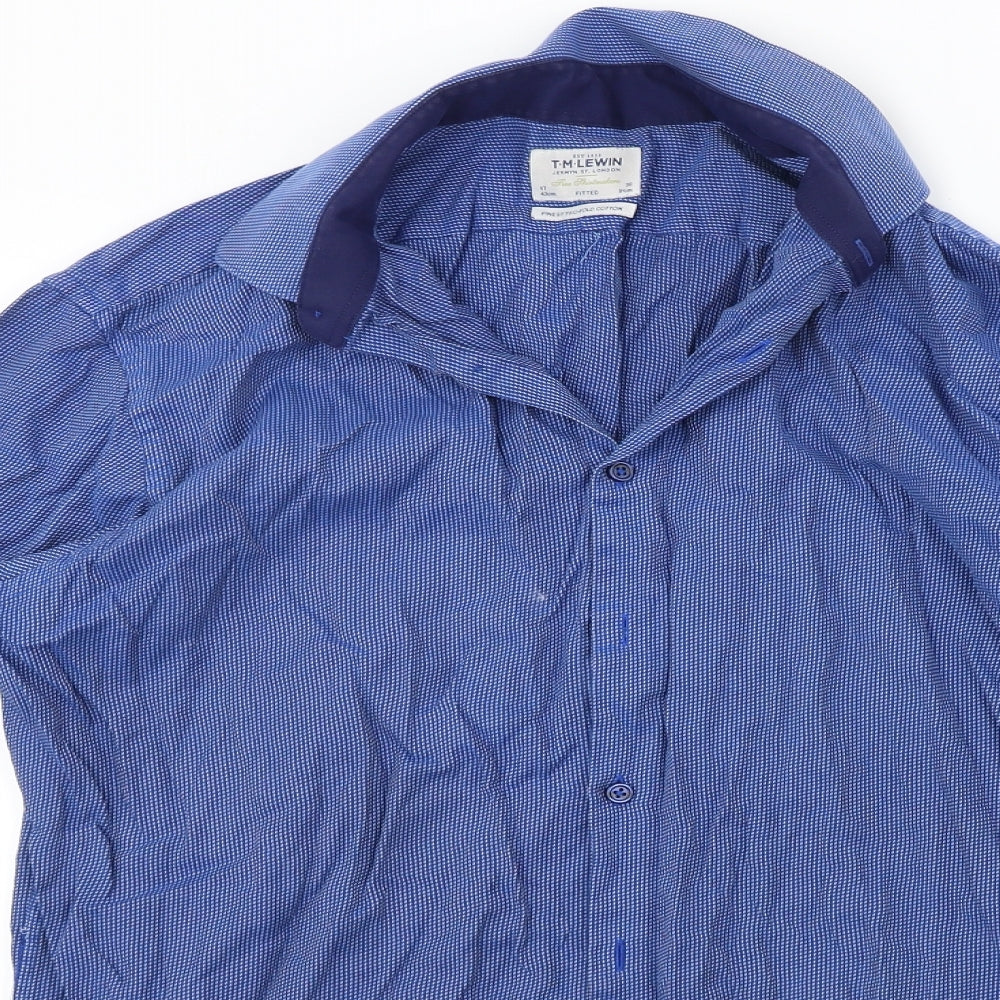 TM Lewin   Mens Blue    Button-Up Size 17
