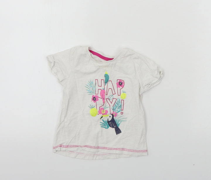 Matalan Girls White Basic T-Shirt Size 9-12 Months