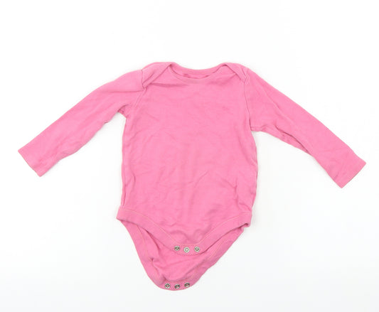 Front view of F&F girls’ pink babygrow one-piece, size 9-12, months
