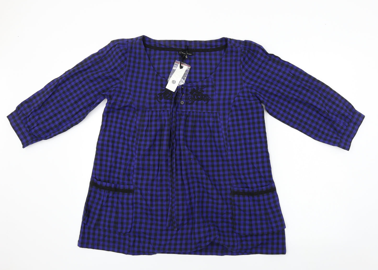 Fashion Union  Womens Blue Check  Basic Blouse Size 12
