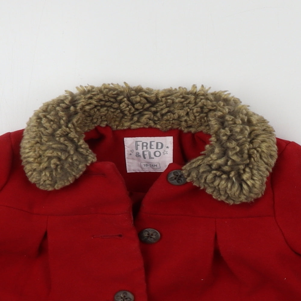 FRED & FLO Girls Red   Jacket Coat Size 18-24 Months