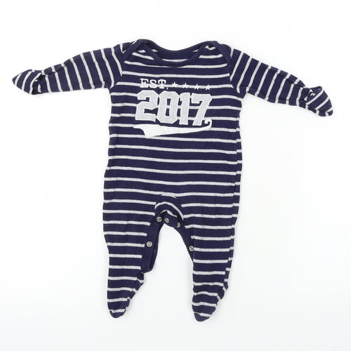 Nutmeg  Boys Blue Striped  Babygrow One-Piece Size 0-3 Months