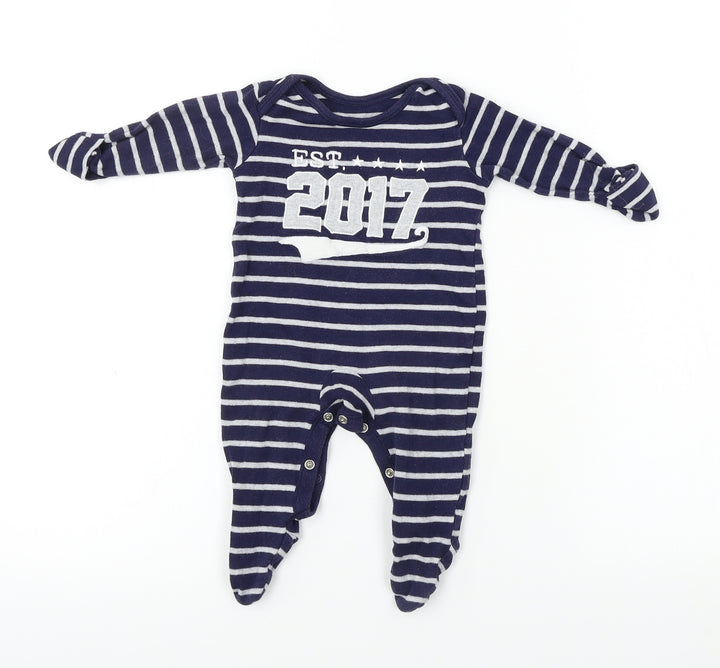 Nutmeg Boys Blue Striped Babygrow One-Piece Size 0-3 Months