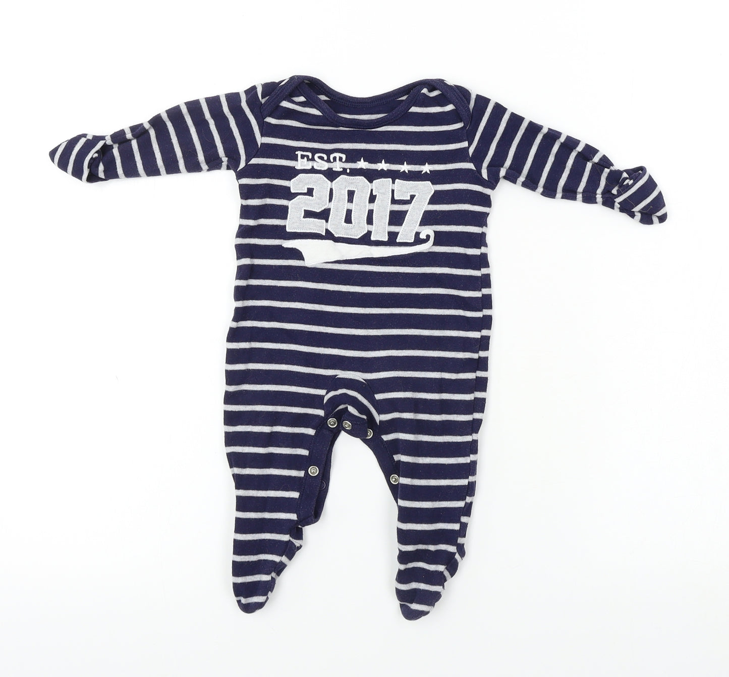 Nutmeg  Boys Blue Striped  Babygrow One-Piece Size 0-3 Months