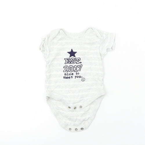 Nutmeg  Boys Grey Striped  Babygrow One-Piece Size 0-3 Months