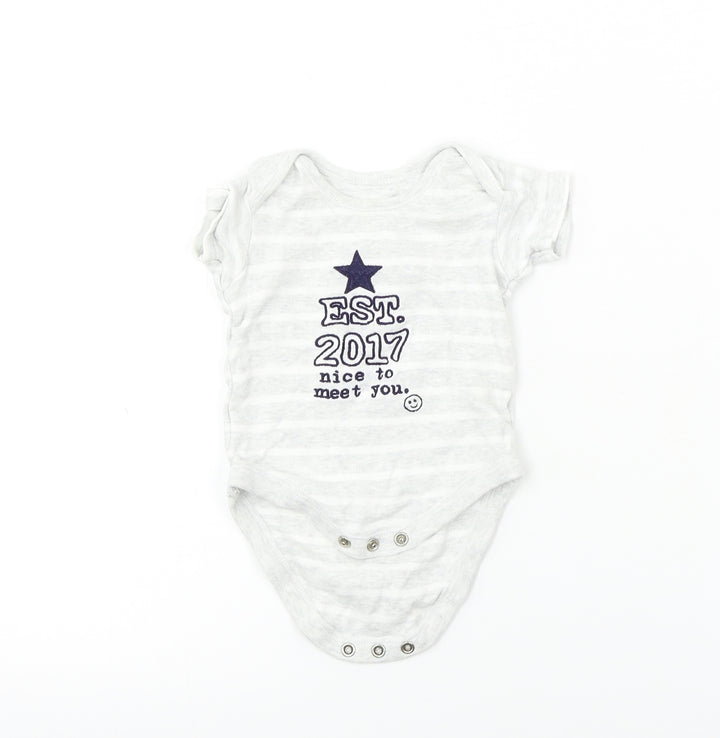 Nutmeg Boys Grey Striped Babygrow One-Piece Size 0-3 Months