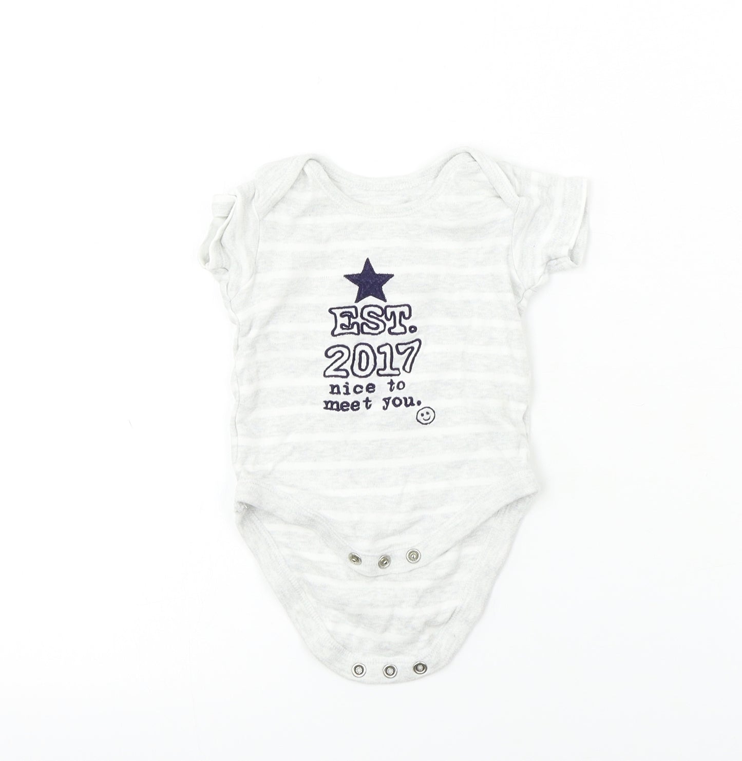 Nutmeg  Boys Grey Striped  Babygrow One-Piece Size 0-3 Months