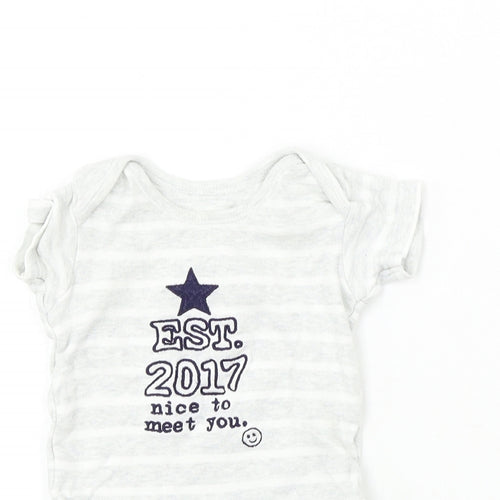 Nutmeg  Boys Grey Striped  Babygrow One-Piece Size 0-3 Months