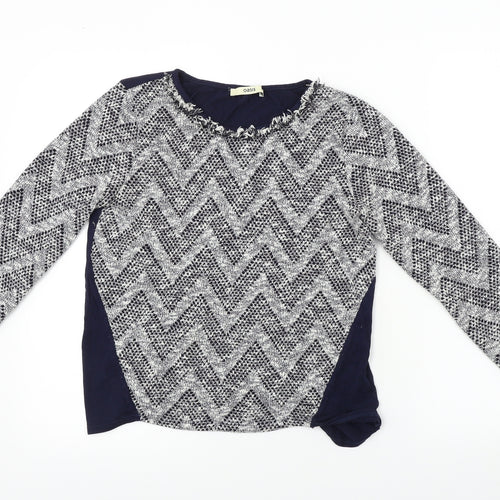 Oasis  Womens Blue Geometric  Basic T-Shirt Size S