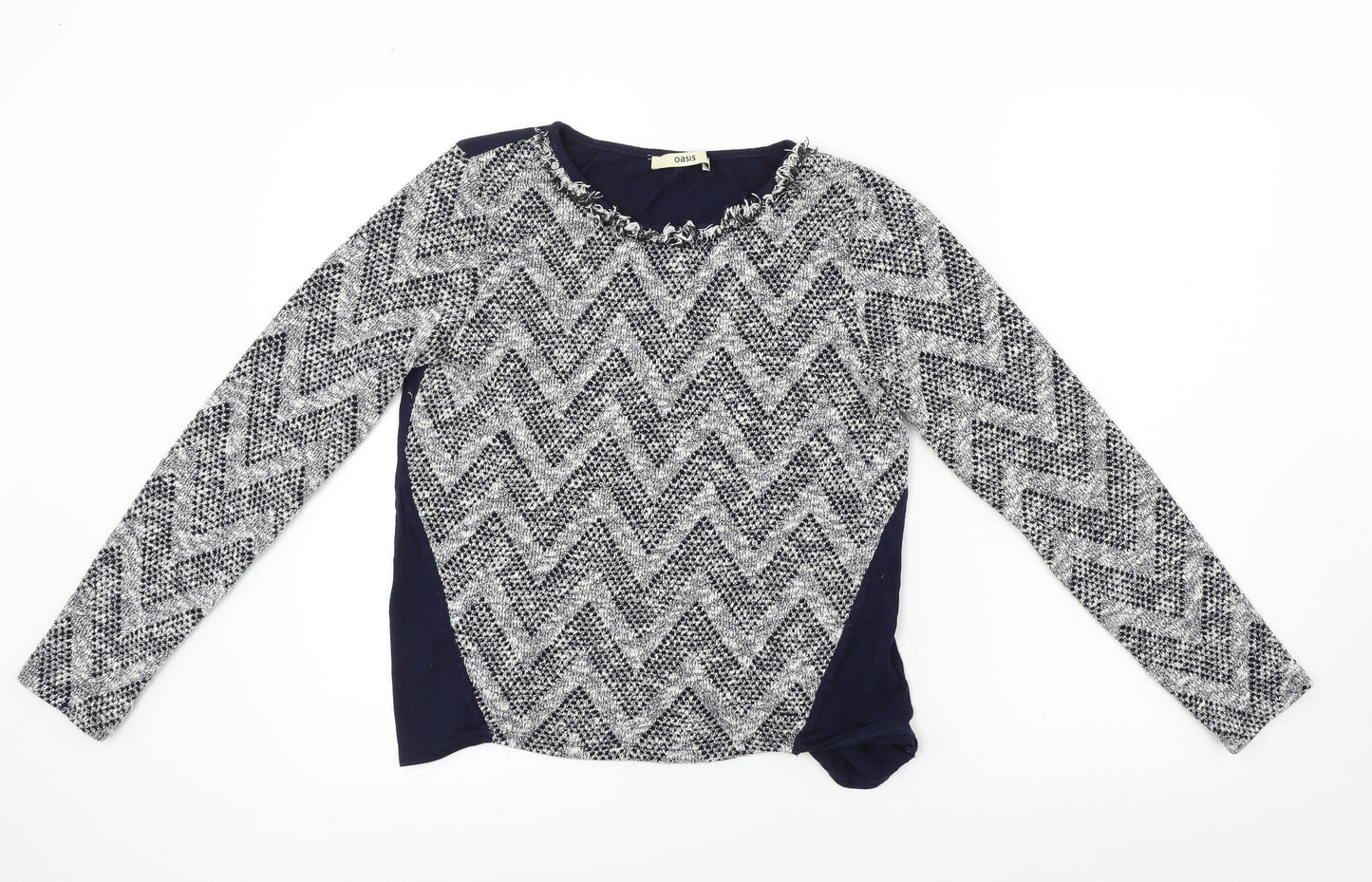 Oasis  Womens Blue Geometric  Basic T-Shirt Size S