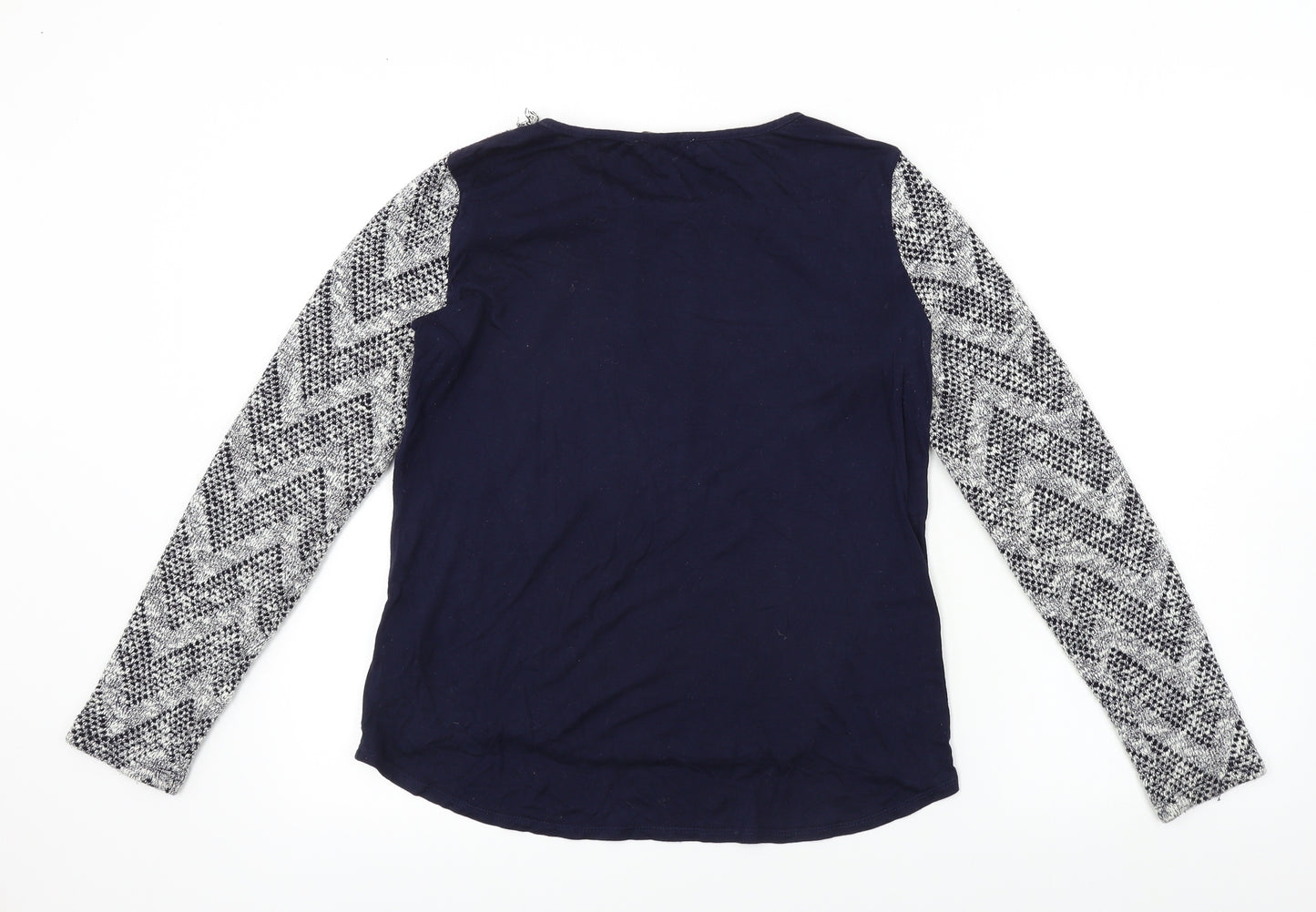 Oasis  Womens Blue Geometric  Basic T-Shirt Size S