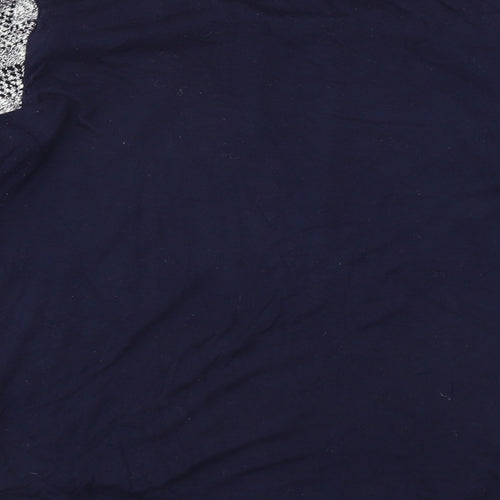 Oasis  Womens Blue Geometric  Basic T-Shirt Size S