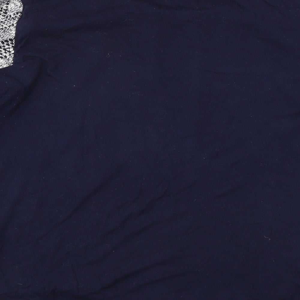 Oasis  Womens Blue Geometric  Basic T-Shirt Size S