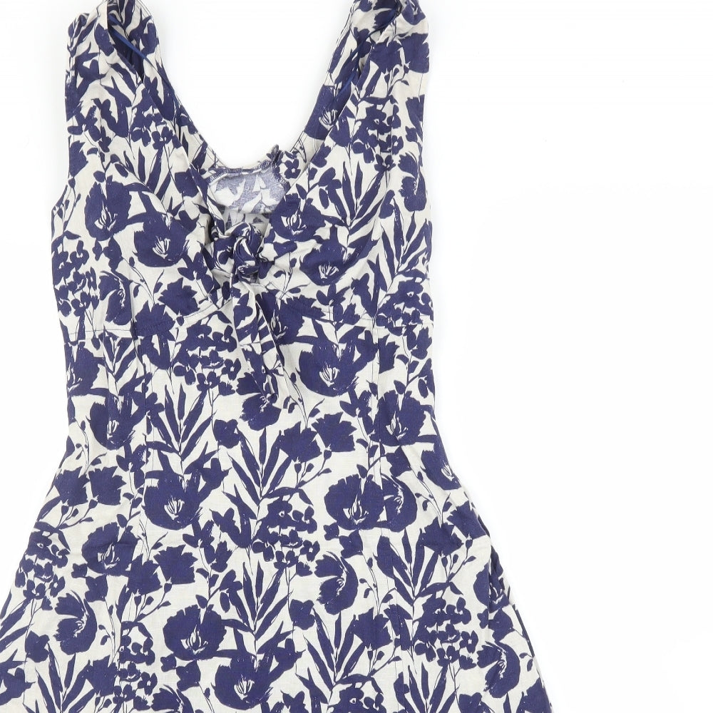 Kew London Womens Blue Floral  A-Line  Size 8