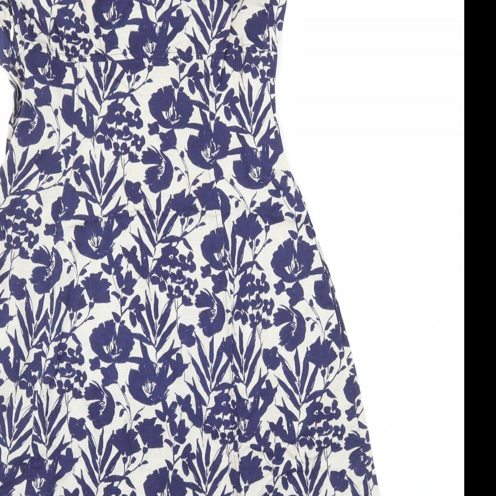 Kew London Womens Blue Floral  A-Line  Size 8