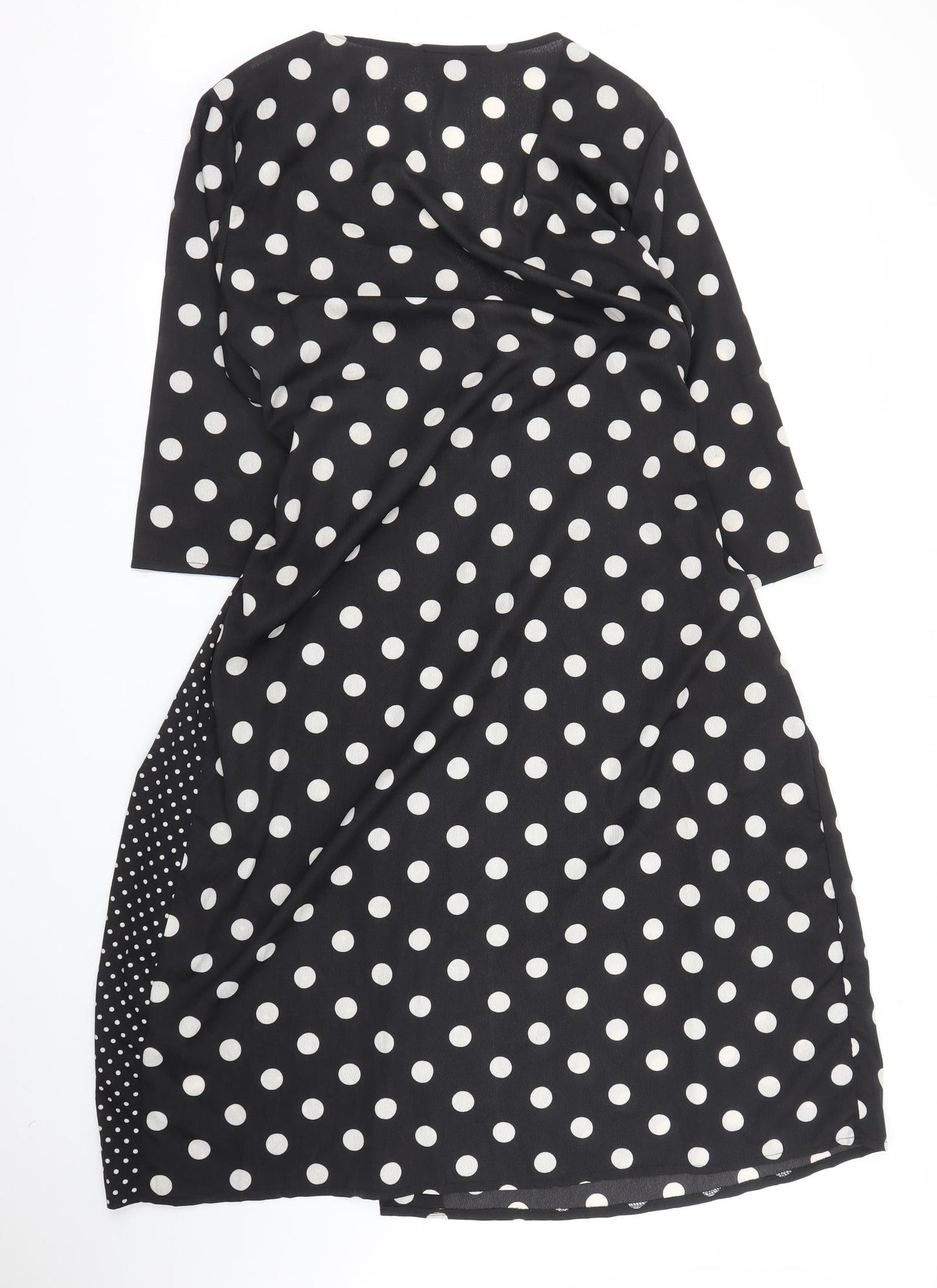 New Look Womens Black Polka Dot  Wrap Dress  Size 16