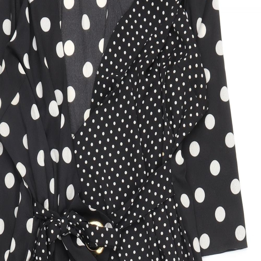 New Look Womens Black Polka Dot  Wrap Dress  Size 16