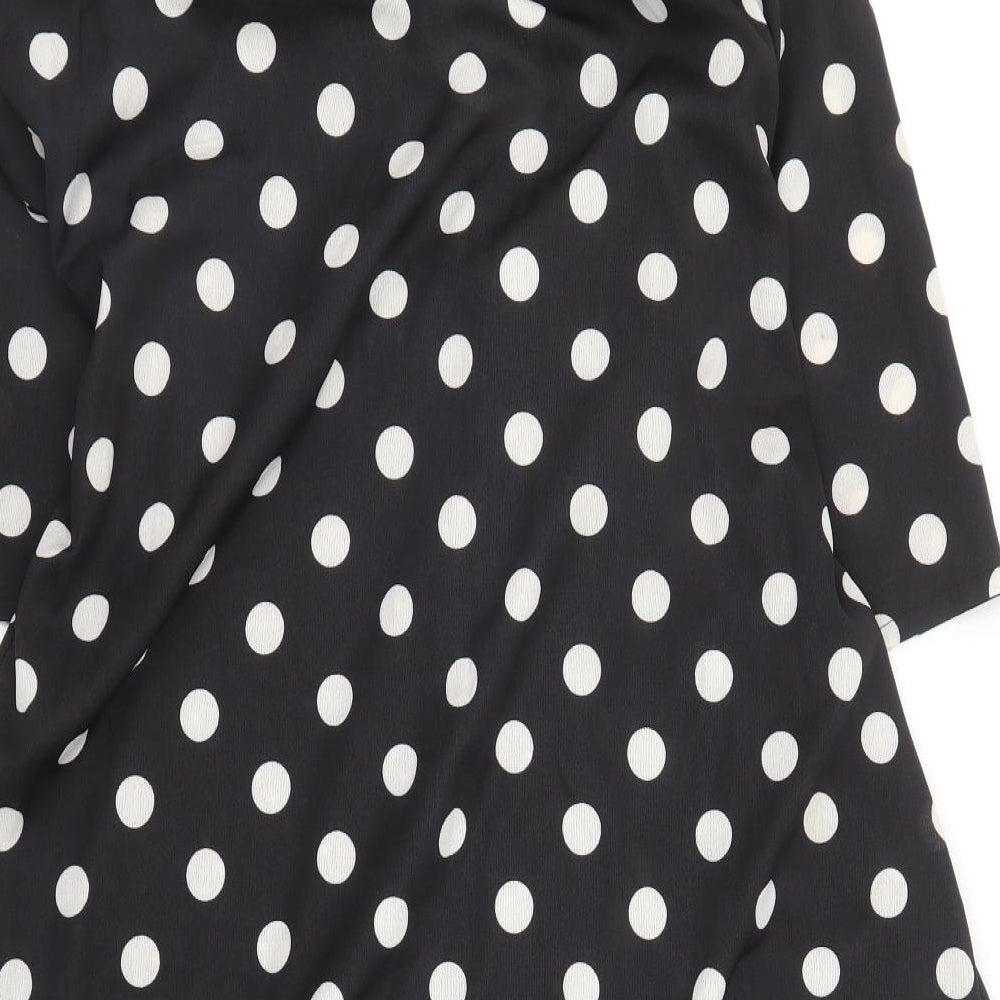 New Look Womens Black Polka Dot  Wrap Dress  Size 16