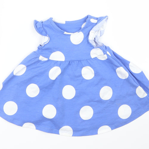 M&S Girls Blue Polka Dot  A-Line  Size 0-3 Months